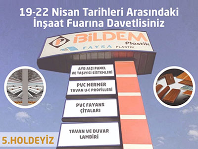 19-22 Nisan aras??nda Konya ??n??aat Fuar??ndaki stand?? 5. Holdeyiz, bekliyoruz.